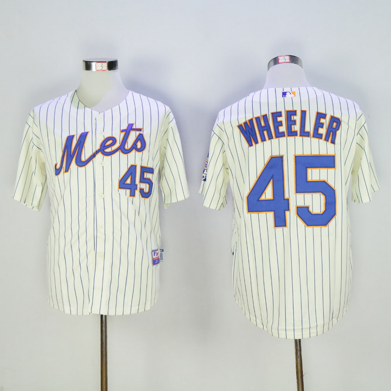 Men New York Mets #45 Wheeler White Stripe MLB Jerseys->new york mets->MLB Jersey